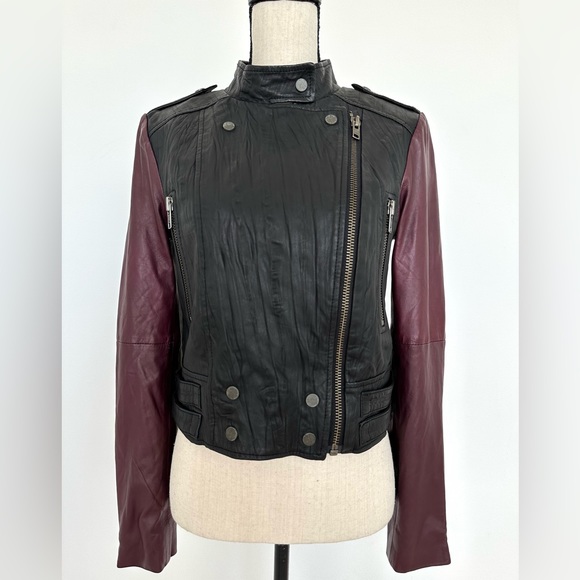 Walter Baker Vikki Two Toned Motorcycle Leather Jacket - Picture 4 of 16
